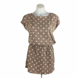 Garnet Hill Dress Brown Polka Dot Cotton